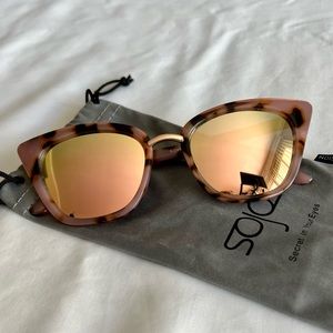 SOJOS Cat Eye Sunglasses - Pink Tortoise/Gold